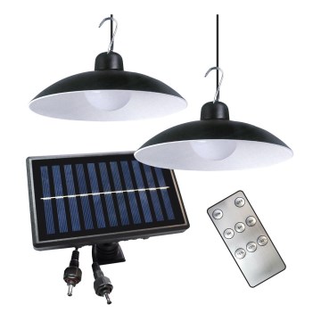 KOMPLEKTS 2x LED Saules enerģijas piekaramā lampa ar krēslas sensoru LED/6W/3,7V 2000 mAh IP44 + tālvadības pults