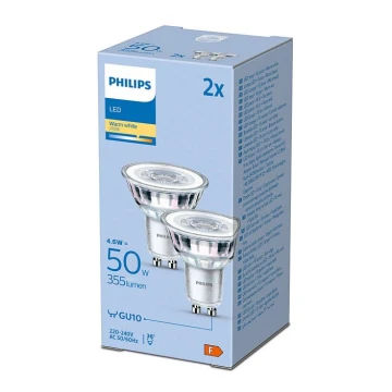KOMPLEKTS 2x LED Spuldze Philips GU10/4,6W/230V 2700K