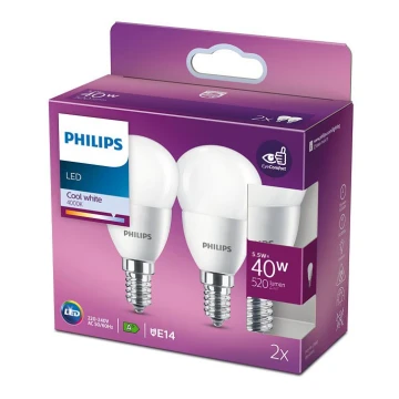 KOMPLEKTS 2x LED Spuldze Philips P45 E14/5,5W/230V 4000K