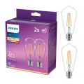 KOMPLEKTS 2x LED Spuldze VINTAGE Philips ST64 E27/4,3W/230V 2700K