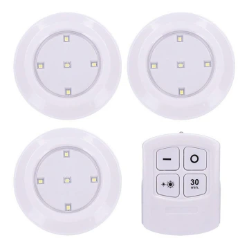 KOMPLEKTS 3x LED Aptumšojama lampa ar tālvadības pulti LED/3xAAA