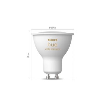 KOMPLEKTS 3x LED Aptumšojama spuldze Philips Hue WHITE AMBIANCE GU10/4,2W/230V 2200-6500K