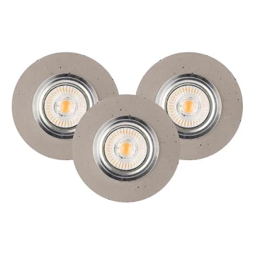 KOMPLEKTS 3x LED Iegremdējama lampa VITAR 1xGU10/5W/230V CRI 90 betons – FSC sertificēts