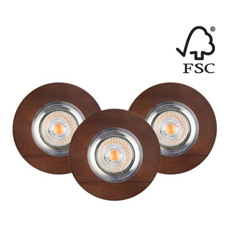 KOMPLEKTS 3x LED Iegremdējama lampa VITAR 1xGU10/5W/230V CRI 90 dižskābardis – FSC sertificēts