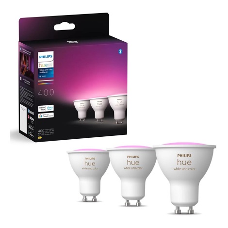 KOMPLEKTS 3x LED RGBW Aptumšojama spuldze Philips Hue WHITE AND COLOR AMBIANCE GU10/4,2W/230V 2000-6500K