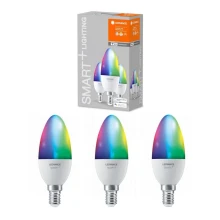 KOMPLEKTS 3x LED RGBW Aptumšojama spuldze SMART+ E14/5W/230V 2700K-6500K - Ledvance