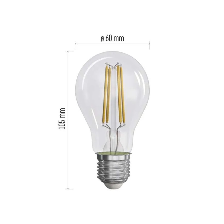 KOMPLEKTS 3x LED Spuldze FILAMENT A60 E27/5W/230V 4000K Enerģijas klase A