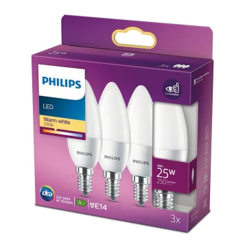 KOMPLEKTS 3x LED Spuldze Philips B35 E14/4W/230V 2700K