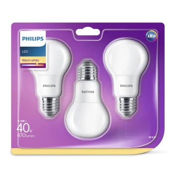 KOMPLEKTS 3x LED spuldze Philips E27/5,5W/230V 2700K