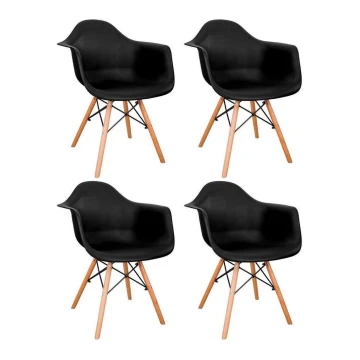 KOMPLEKTS 4x Ēdamistabas krēsls NEREA 81x61 cm melna/dižskābardis