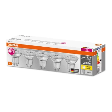 KOMPLEKTS 5x LED Spuldze PAR16 GU10/4,3W/230V 2700K 36° - Osram