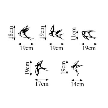 KOMPLEKTS 5x Sienas dekorācija, putni metāls