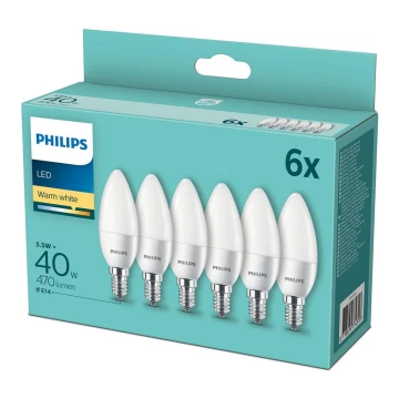 KOMPLEKTS 6x LED spuldze Philips E14/5,5W/230V 2700K