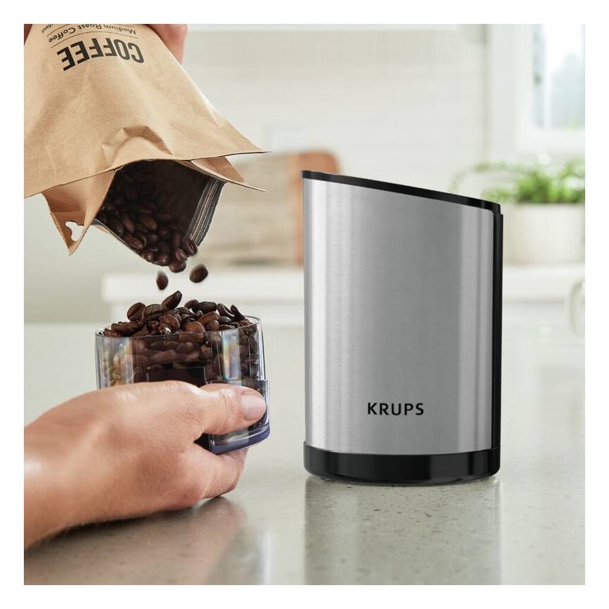 Krups - Elektriskās kafijas pupiņu dzirnaviņas 85g FAST-TOUCH 200W/230V hroms