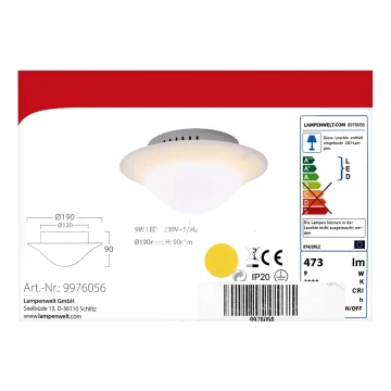 Lampenwelt - LED Griestu lampa LED/9W/230V