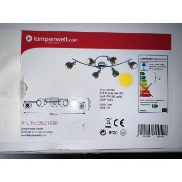 Lampenwelt - LED Starmetis 6xE14/4W/230V