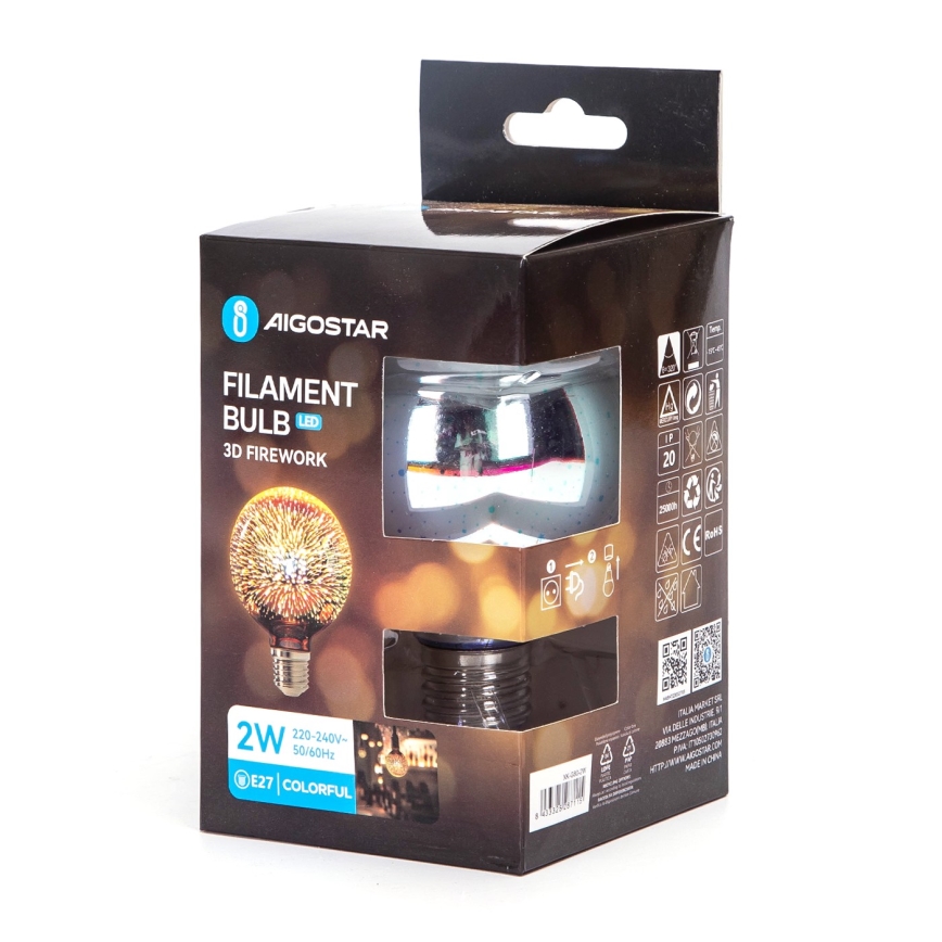 LED 3D Dekoratīva spuldze E27/2W/230V - Aigostar