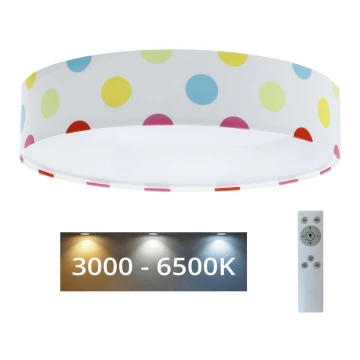 LED Aptumšojama bērnu griestu lampa SMART GALAXY KIDS LED/24W/230V 3000-6500K punkti, daudzkrāsaina + tālvadības pults