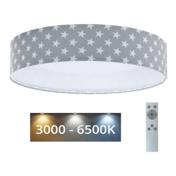 LED Aptumšojama bērnu griestu lampa SMART GALAXY KIDS LED/24W/230V 3000-6500K zvaigznes, pelēka/balta + tālvadības pults