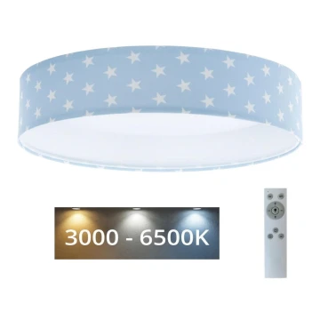 LED Aptumšojama bērnu griestu lampa SMART GALAXY KIDS LED/24W/230V 3000-6500K zvaigznes zila/balta + tālvadības pults