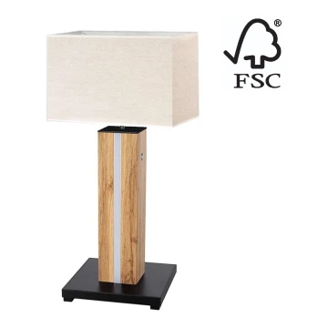 LED Aptumšojama galda lampa FLAME 1xE27/40W+ LED/4,6W/230V 56,5 cm ozols – FSC sertificēts
