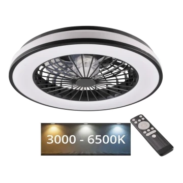 LED Aptumšojama griestu lampa ar ventilatoru LED/48W/230V 3000-6500K melna + tālvadības pults