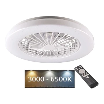 LED Aptumšojama griestu lampa ar ventilatoru LIBYA LED/48W/230V 3000-6500K balta + tālvadības pults