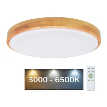 LED Aptumšojama griestu lampa LENA LED/24W/230V 3000-6500K ozols + tālvadības pults