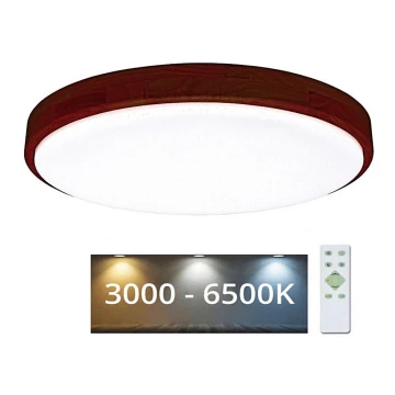 LED Aptumšojama griestu lampa LENA LED/24W/230V 3000-6500K ozols + tālvadības pults