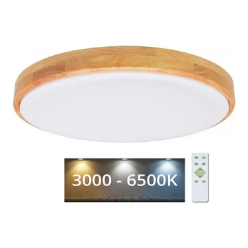 LED Aptumšojama griestu lampa LENA LED/60W/230V 3000-6500K ozols + tālvadības pults