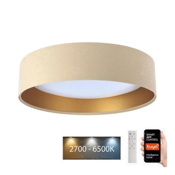 LED Aptumšojama griestu lampa SMART GALAXY LED/24W/230V d. 45 cm 2700-6500K Wi-Fi Tuya bēša/zelta + tālvadības pults