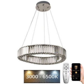 LED Aptumšojama kristāla lustra ar auklu LED/40W/230V 3000-6500K hroms + tālvadības pults