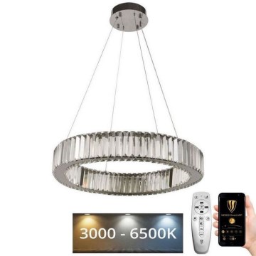 LED Aptumšojama kristāla lustra ar auklu LED/40W/230V 3000-6500K hroms + tālvadības pults