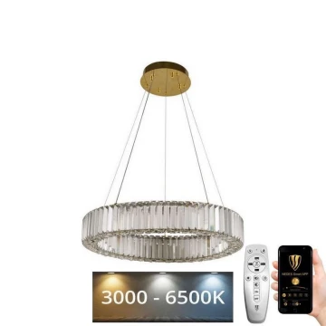 LED Aptumšojama kristāla lustra ar auklu LED/40W/230V 3000-6500K hroms/zelta + tālvadības pults