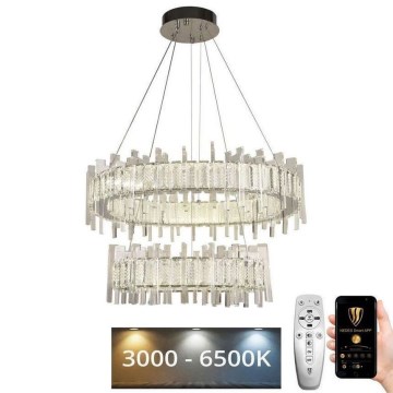 LED Aptumšojama kristāla lustra ar auklu LED/65W/230V 3000-6500K + tālvadības pults