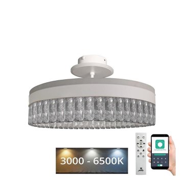 LED Aptumšojama kristāla virsapmetuma lustra LED/75W/230V 3000-6500K balta + tālvadības pults
