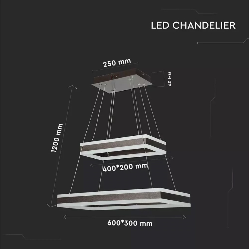 LED aptumšojama lustra ar auklu 2xLED/115W/230V