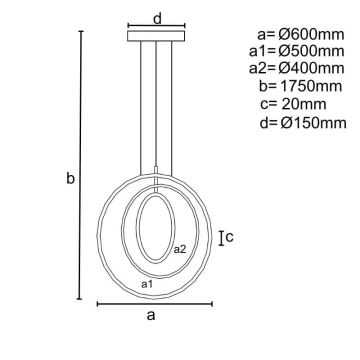 LED Aptumšojama lustra ar auklu LED/35W/230V 3000-6500K + tālvadības pults