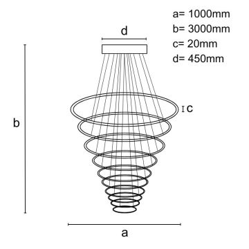 LED Aptumšojama lustra ar auklu LED/365W/230V 3000-6500K + tālvadības pults