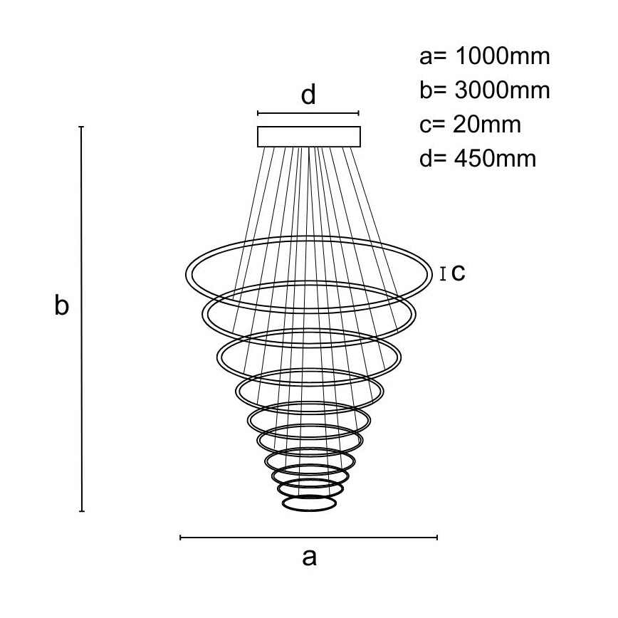 LED Aptumšojama lustra ar auklu LED/365W/230V 3000-6500K + tālvadības pults