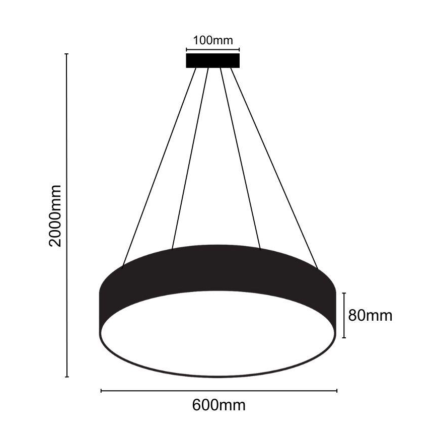 LED Aptumšojama lustra ar auklu LED/50W/230V 3000-6500K melna + tālvadības pults