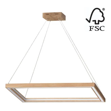 LED Aptumšojama lustra ar auklu LEGNO 2xLED/33W/230V, ozolkoks – FSC sertificēts