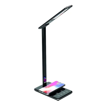 LED Aptumšojama skārienvadāma galda lampa ar bezvadu lādētāju JOY LED/6W/230V+USB melna
