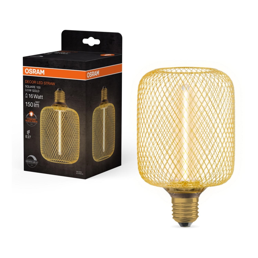 LED Aptumšojama spuldze DECOR FILAMENT E27/3,5W/230V 1800K zelta - Osram