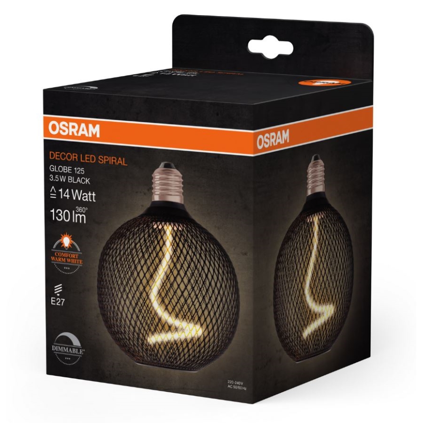 LED Aptumšojama spuldze DECOR FILAMENT G125 E27/3,5W/230V 1800K melna - Osram