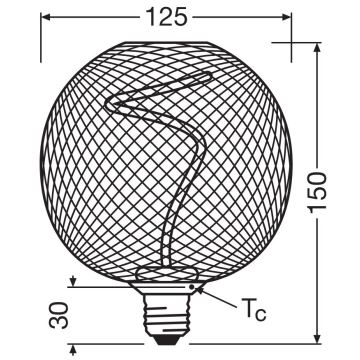 LED Aptumšojama spuldze DECOR FILAMENT G125 E27/3,5W/230V 1800K melna - Osram