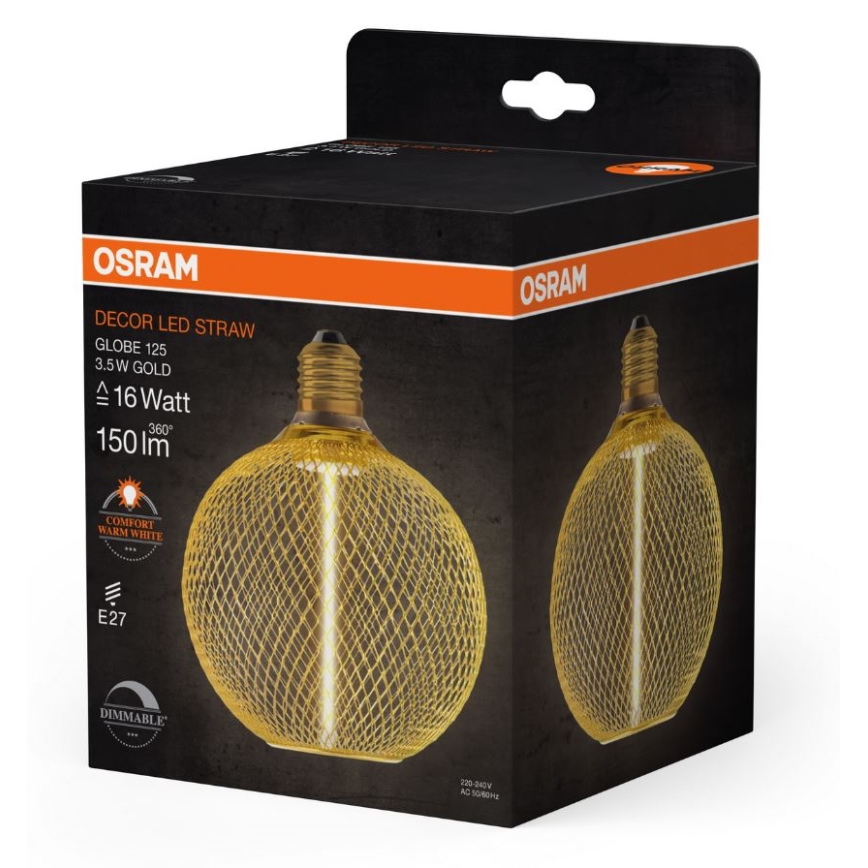 LED Aptumšojama spuldze DECOR  FILAMENT G125 E27/3,5W/230V 1800K zelta - Osram