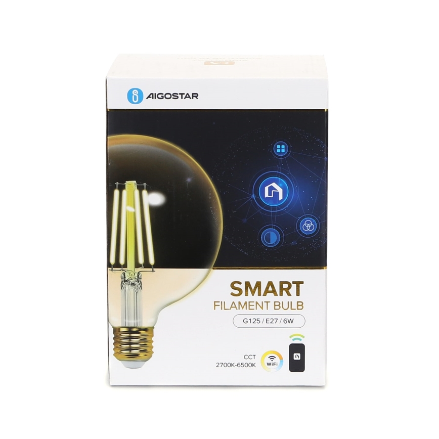 LED Aptumšojama spuldze FILAMENT G125 E27/6W/230V 2700-6500K Wi-Fi - Aigostar