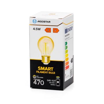 LED Aptumšojama spuldze FILAMENT G45 E27/4,5W/230V 2700-6500K Wi-Fi - Aigostar