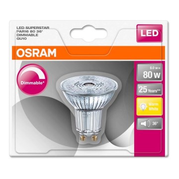 LED aptumšojama spuldze GU10/7,2W/230V 2700K - Osram